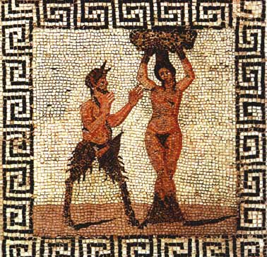 Mosaico con satiro e musa